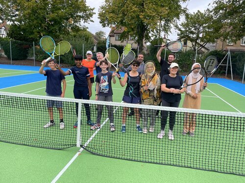 New tennis players learning in Southend Parks